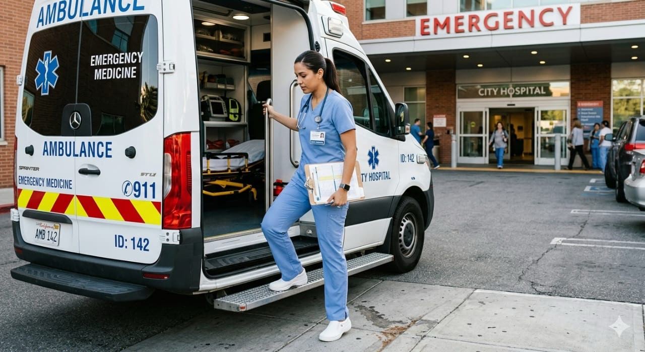 Ambulancia y personal de salud para atención prehospitalaria
